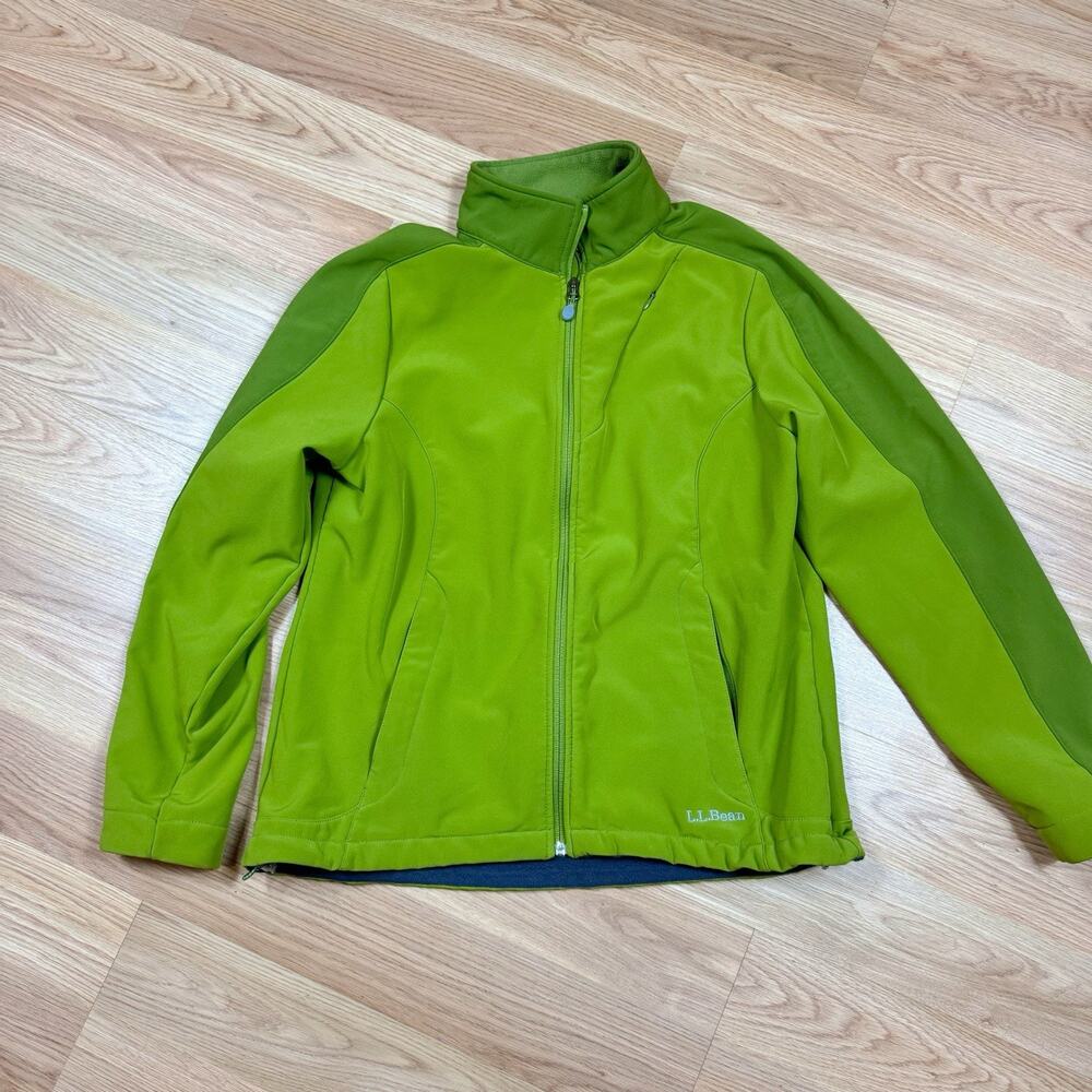 LL Bean Women’s Softshell Jacket Size Large Green Fleece Lined